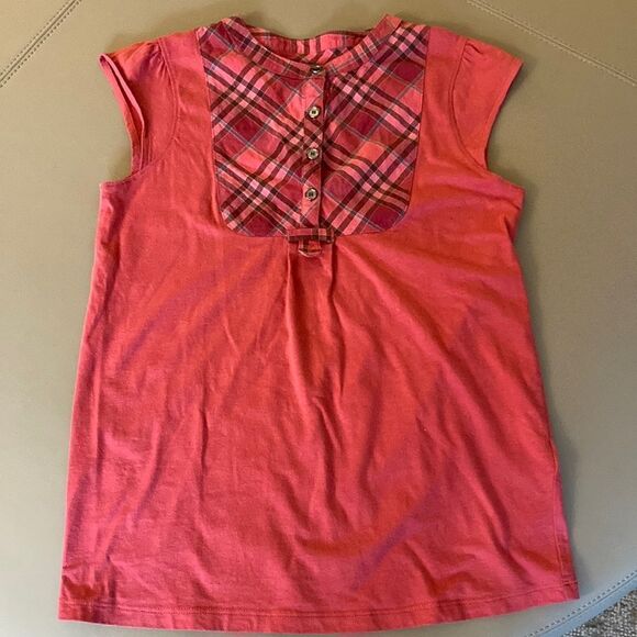 Burberry Girls NWT Cotton Top with Nova Check Insert & Cap Sleeve. Size 10 Yr.